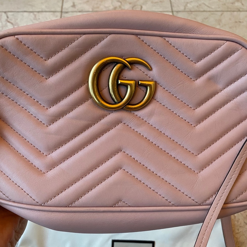 Pink Gucci Small Marmont Matelassé Cross Body Bag